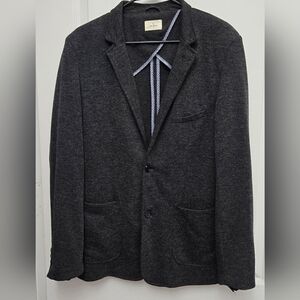 Civil Society Mens Dark Gray Two Button Casual Blazer Patch Pockets Knit Sz LG